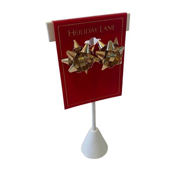 Gold Toned Bow Post Earrings. Perfect stocking stuffer! - Picture 2 of 6